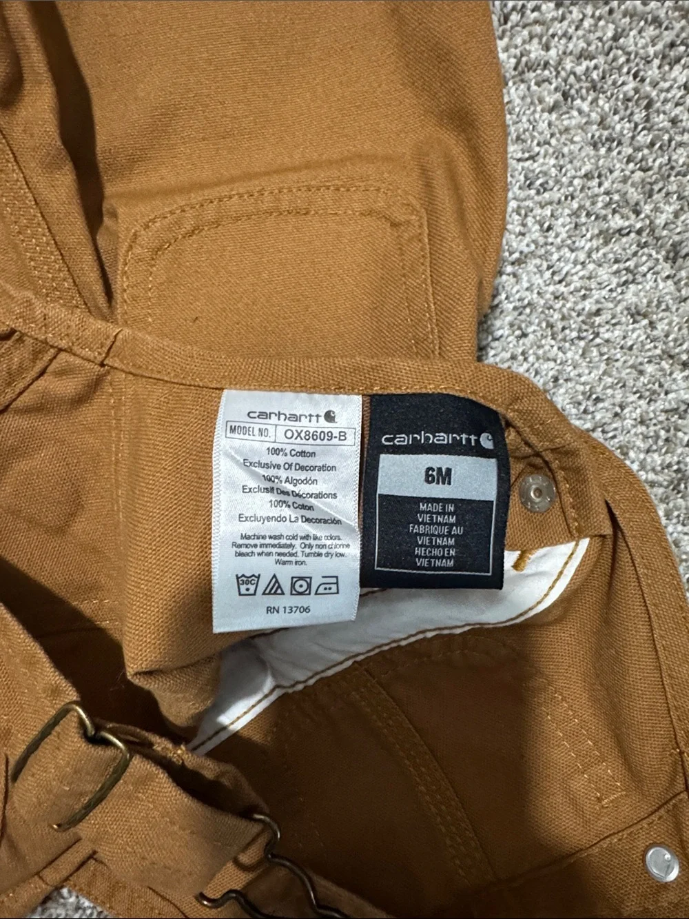 Carhartt Kids Tan/Brown Canvas Overalls
